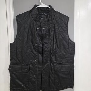 Men's Leather Black Vest
